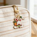 Gold Tone White Bunny Rainbow and Carrot Clasp Charm view 4