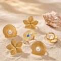 Gold Flower Fan Pearl Statement Rings Open Band Styles view 3