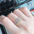 Gold Silver Pave Cuban Chain Link Band Ring Metal Alloy view 3