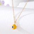 Gold Tone Round Glass Evil Eye Pendant Necklaces in Eight Colors view 6