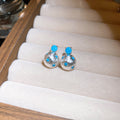 Blue Crystal Geometric Earrings in Three Designs for Everyday Styling view 6