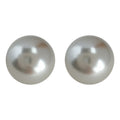 Grey Glass Pearl Round Stud Earrings Multiple Size Options view 5