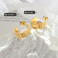 Fluted C-Shape Mini Hoop Earrings Gold and Steel Pair view 2