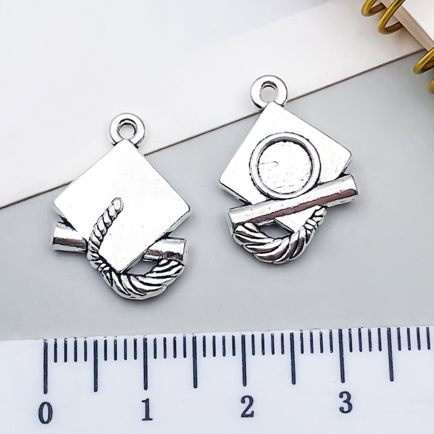 Zinc Alloy School Bag Ruler Stationery Charm Pendant for Bracelets Necklaces and Earrings