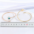 Blue and White Evil Eye Open Cuff Bracelets in Eight Finish Options view 2