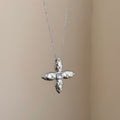 Silver Tone Four Point Starburst Pendant Long Necklace view 6