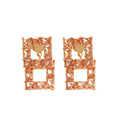 Crystal Open Rectangle Drop Earrings In Silver And Rose Gold view 5