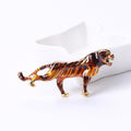 Striped Enamel Tiger Brooch A Long Striped Walking Tiger In Glossy Enamel view 9