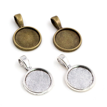Round Cabochon Pendant Trays in Three Sizes and Two Finishes