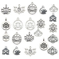 Alloy Antique Silver Yoga Lotus Metal Charms with 12 Listed Options view 1