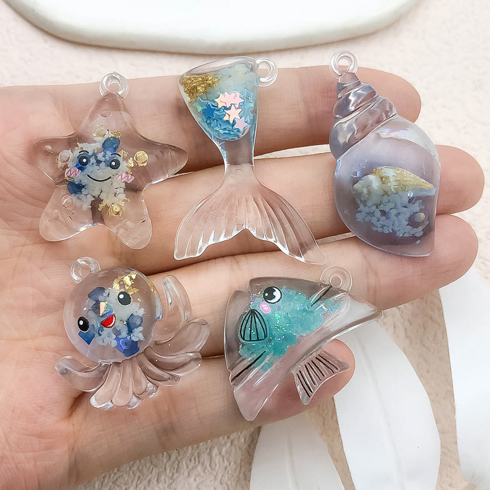 Acrylic Luminous Blue Manta Ray Fish Charm Pendant for DIY Keychain Earrings Hair Tie