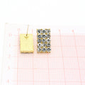 Rectangular Crystal Stud Earrings in Gold and Silver Tone view 2