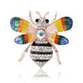 Rainbow Wing Bee Brooch with Striped Crystal Body Decorative Lapel Accessory view 5