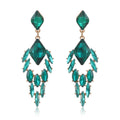 Aqua Green Green Geometric Leaf Drop Geometric Crystal Two Designs Metal Dangle Earrings view 1