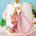 Crowned Jeweled Fox Keychains in Multiple Colors with Braided Loops view 2