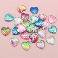 Iridescent Mermaid Scale Heart Resin Cabochons in Nine Colors view 4