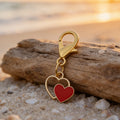 Red Enamel Double Heart Pendant Gold Lobster Clasp view 3
