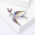 Crystal Swallow Brooch Carrying a Branch in Blue or Purple view 3
