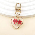 Gold Tone Heart Pressed Flower Resin Clip Keychains view 4