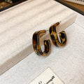 Leopard Print Resin U Hoop Stud Earrings Statement Pair view 7
