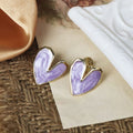 Glossy Enamel Heart Stud Earrings in Four Bright Colors view 4