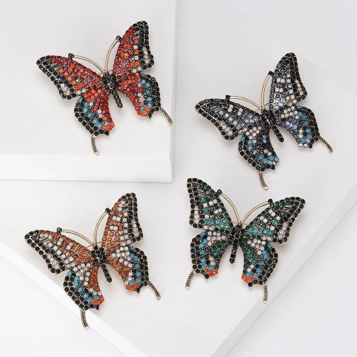 Multicolor Crystal Butterfly Brooch Pin in Four Colorways