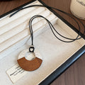 Layered Wood Disc Pendant Cord Necklace Jewelry Design view 6