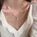 Gold Tone Spaced Pearl Y Lariat Necklace Drop Station Pearls view 4