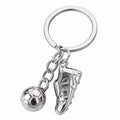 Metal Soccer Shoe and Ball Keychain Silver Ring Charms view 5