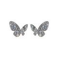 Silver-Tone Crystal Butterfly Stud Earrings For Women view 5