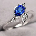 White Metal Blue Pear Leaf Motif Clear Accent Ring Alloy view 1