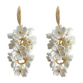 Gold Tone Long Hook And White Flower Cluster Tassel Earrings view 5