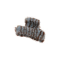 Striped Plush Fur Hair Claw Clips White Blue Tones view 5