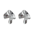 Silver Sculptural Folded Geometric Stud Earrings Polished view 5