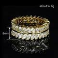Gold and Silver Tone Leaf Stone Eternity Band Ring view 4