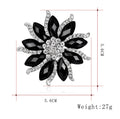 Black Silver Tone Flower Crystal Six Designs Metal Brooch Pin view 2