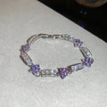 Silver Flower Crystal Link Bracelets Pink Purple Blue Green view 7