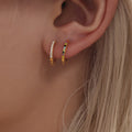 Small Gold Zircon Hoop Earrings Multicolor Clear Stainless Steel view 3