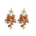 Gold Tone Star Sequin Cascade Stud Earrings With Decorative Metal Accents view 5