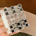 Satin Crystal Duckbill Hair Clips Six Black Pink Grey Styles view 3