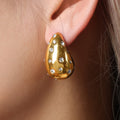 Chunky Teardrop Stud Earrings Gold Steel Multi Styles view 1