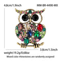 Jeweled Owl Brooch in Four Mixed Crystal Color Palettes view 7