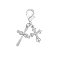 Dual Rhinestone Cross Lobster Clasp Charm Gold Silver Pair view 6