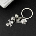 Four Sport Ball and Gear Charm Keychains with Metal Hardware view 4