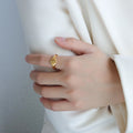 Gold And Steel Rose Engraved Signet Rings Multi Size view 6