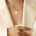 Gold Round Mother Of Pearl Initial Letter Pendant Necklace view 7