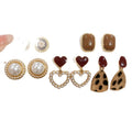 Gold Heart Pearl Square Stud Drop Earring Ten Piece view 5