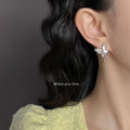Silver Pink Enamel Butterfly Earrings Star Charms Stud Clip view 2