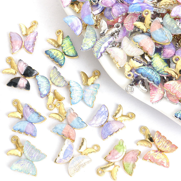 Pastel Double Wing Butterfly Metal Charms, 24 Colorways