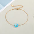 Gold Tone Round Glass Evil Eye Chain Anklets in Four Colors view 6